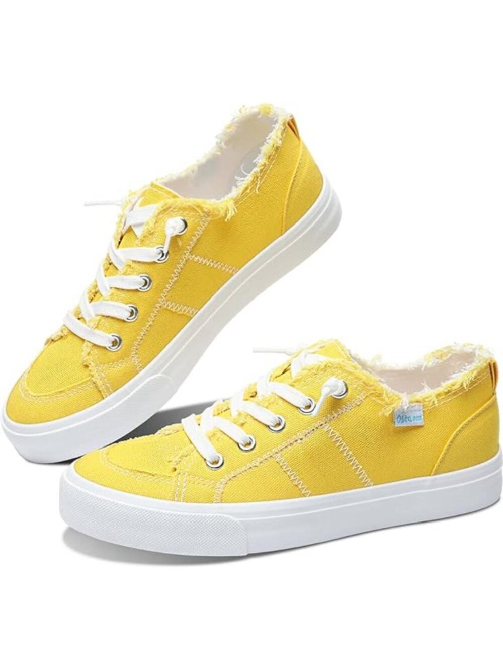 Women's Lemon Yellow Sneaker Washed and Leopard Canvas Slip on Shoes Fashion